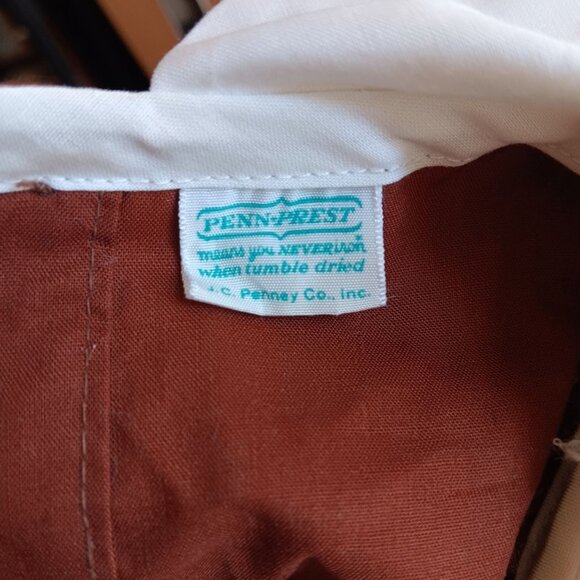 Vintage Girls 8 Dress 1970's J.C. Penney Brown Smocked White Collar & Cuffs Mod - Picture 5 of 6